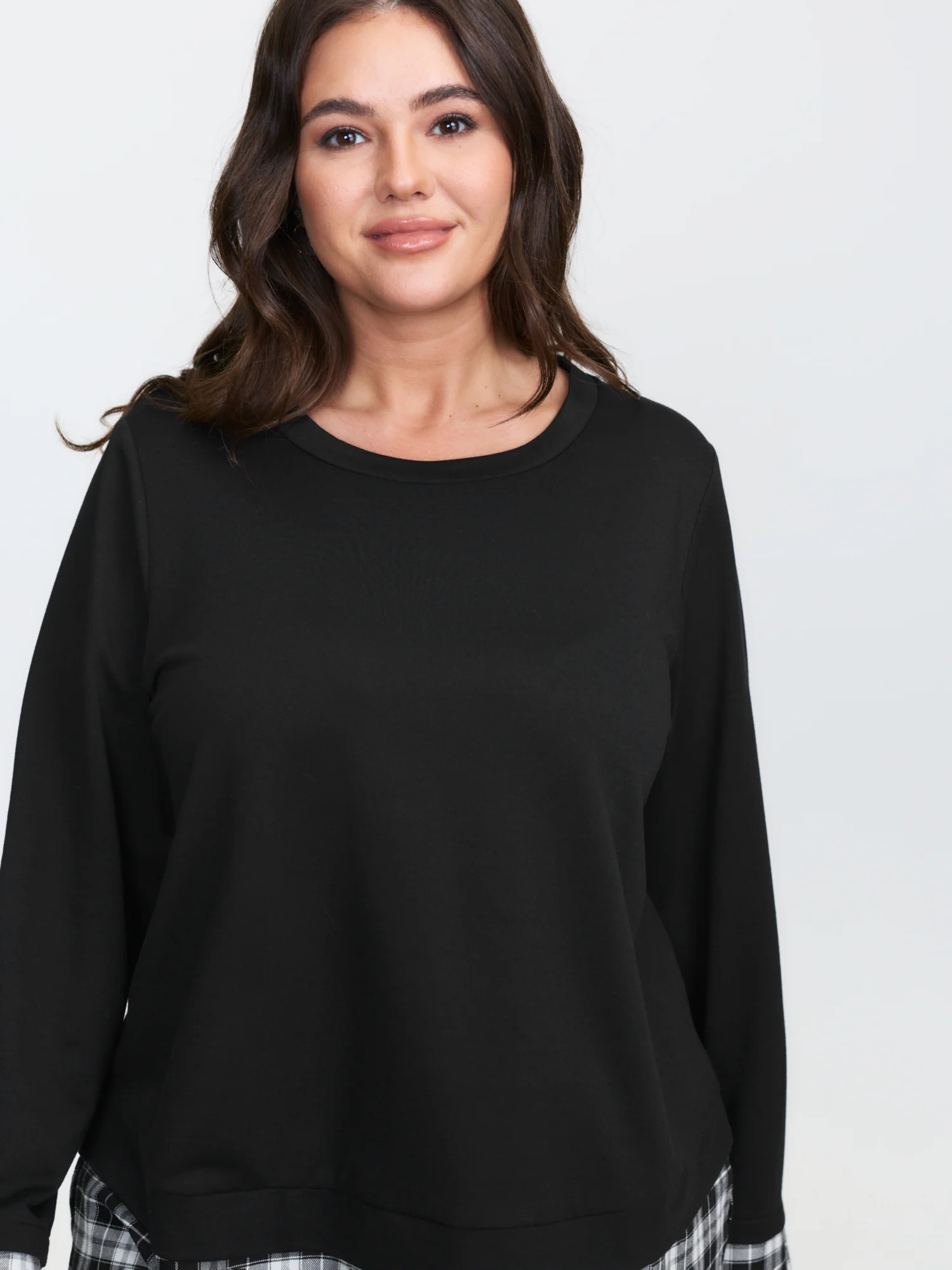 Plaid Color Contrast Spliced Sweatshirt - Image 9
