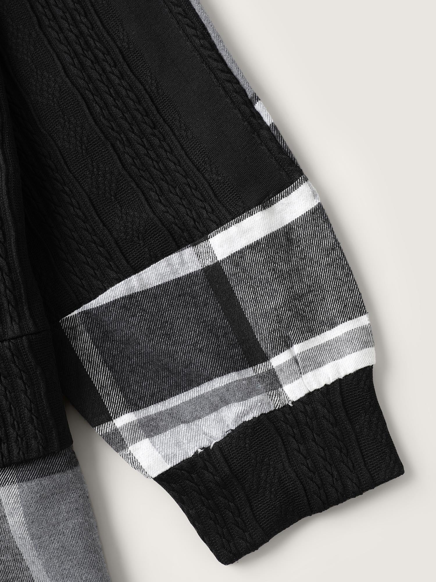Plaid Contrast Print Relaxed-Fit Hoodie - Image 6