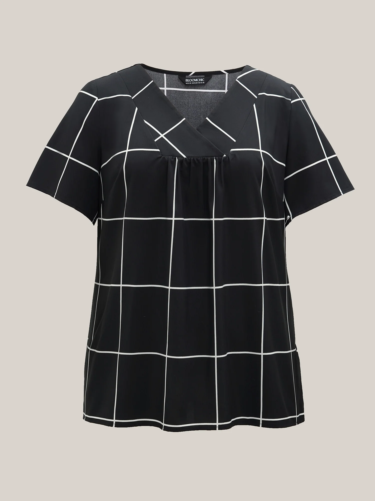 Plaid Crumpled V-Neck Fitted Shirt - Image 6