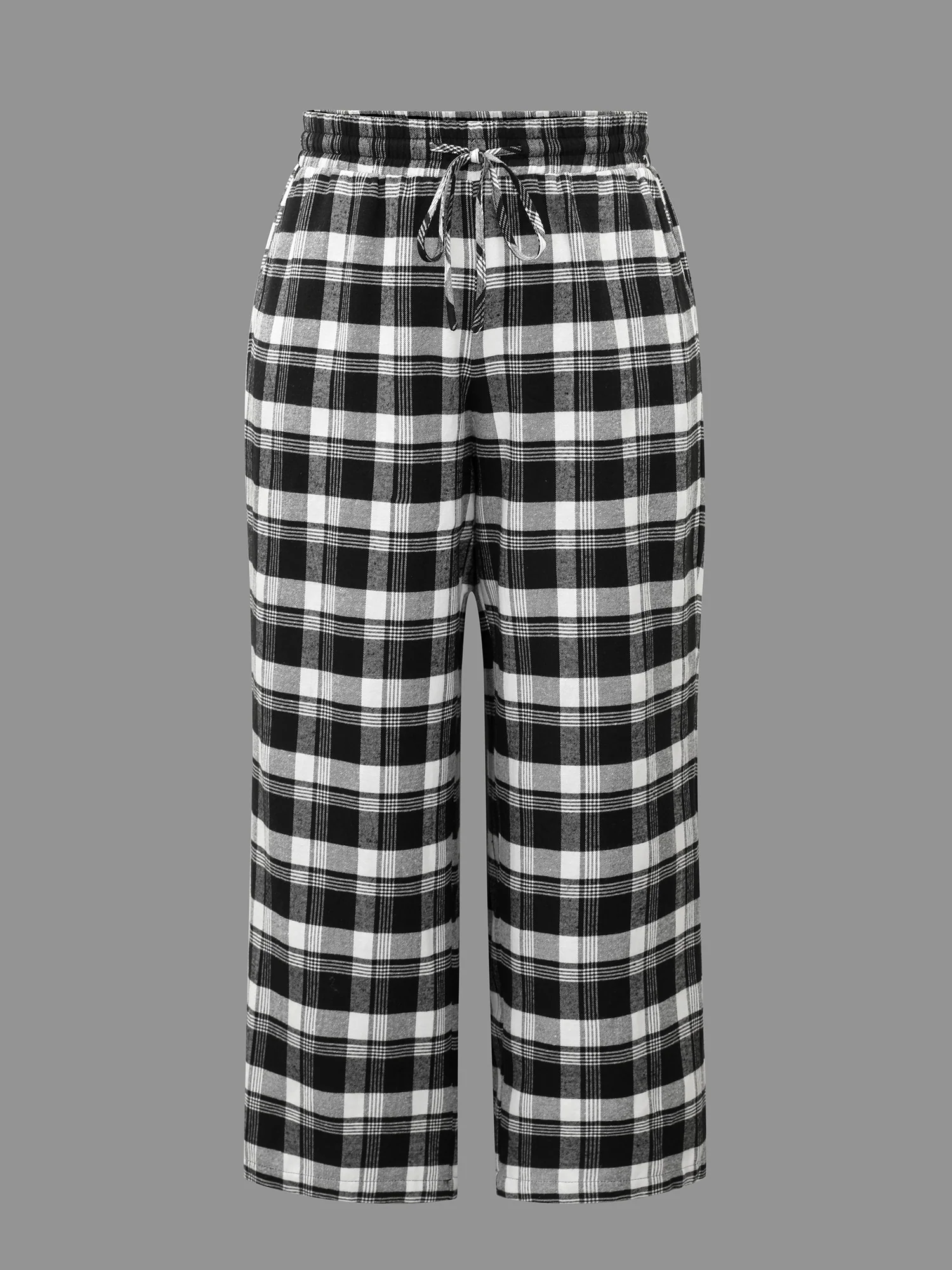 Plaid Drawstring Elastic Waist Lounge Bottoms - Image 11
