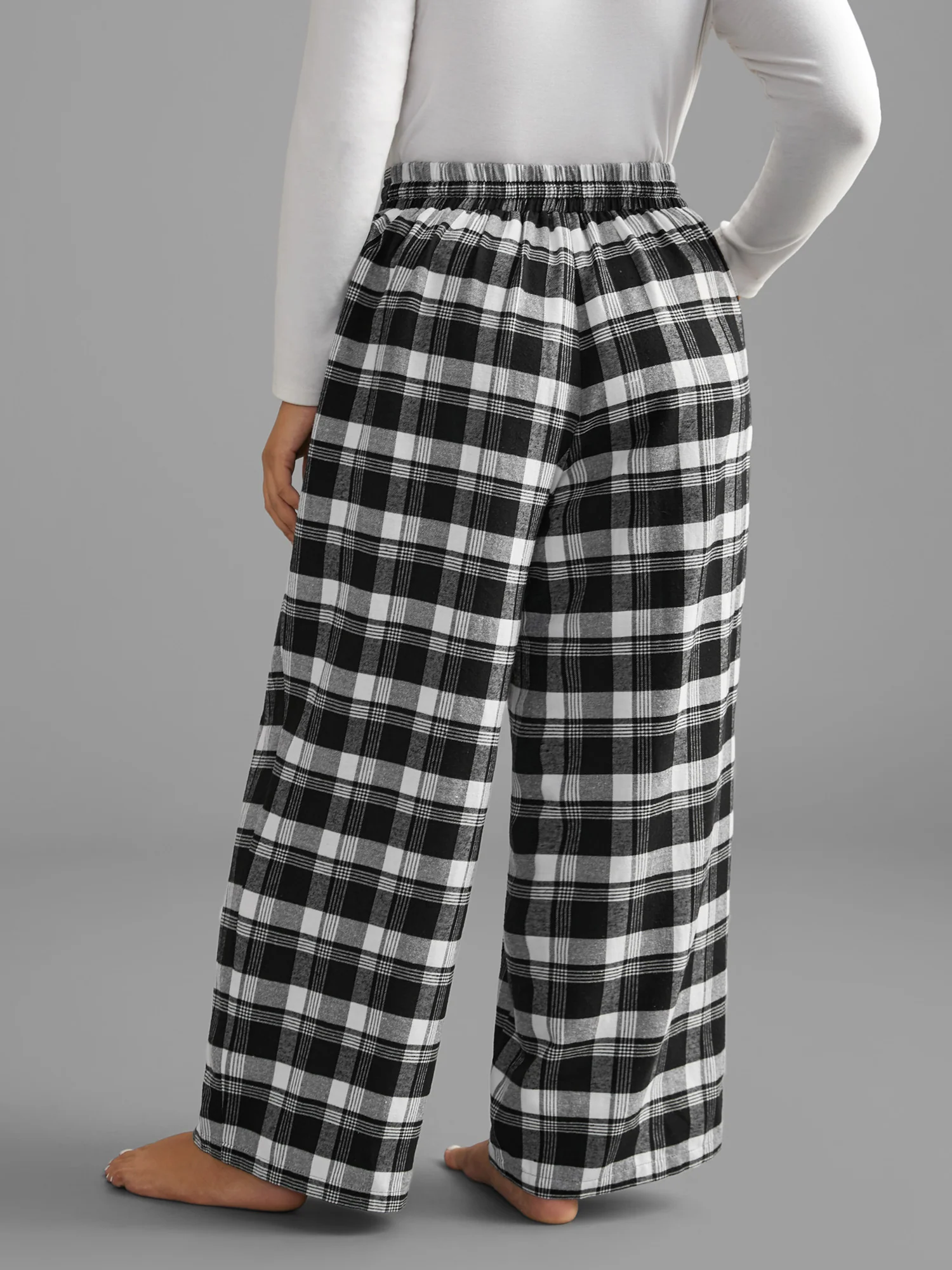 Plaid Drawstring Elastic Waist Lounge Bottoms - Image 6