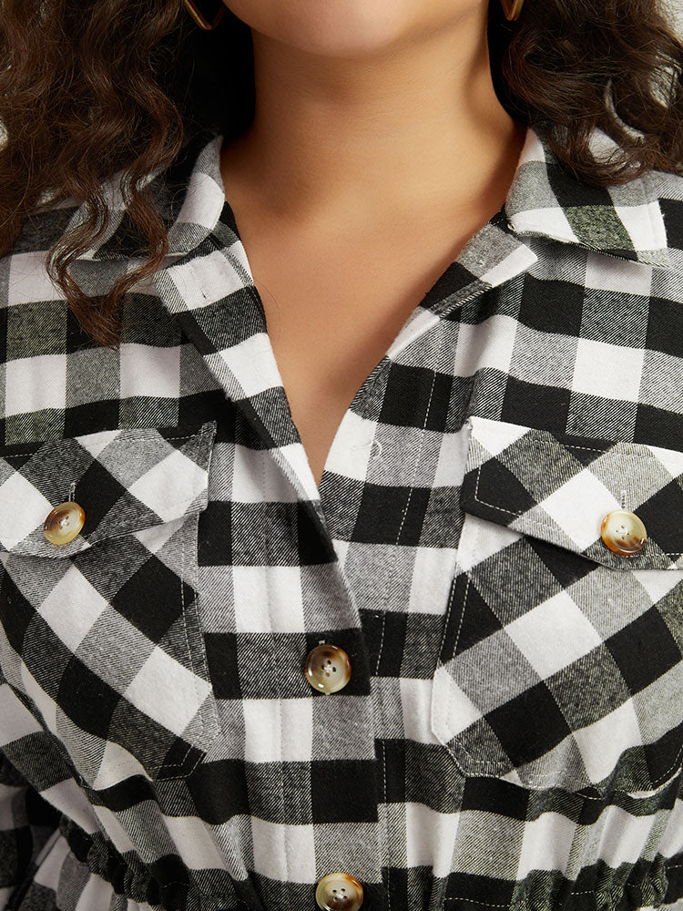 Halloween Plaid Drawstring Pocket Button Through Coat - Image 6