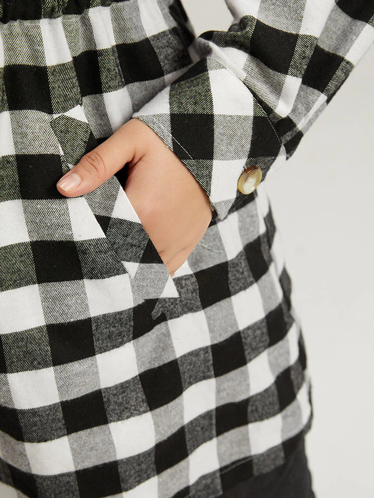 Halloween Plaid Drawstring Pocket Button Through Coat - Image 7