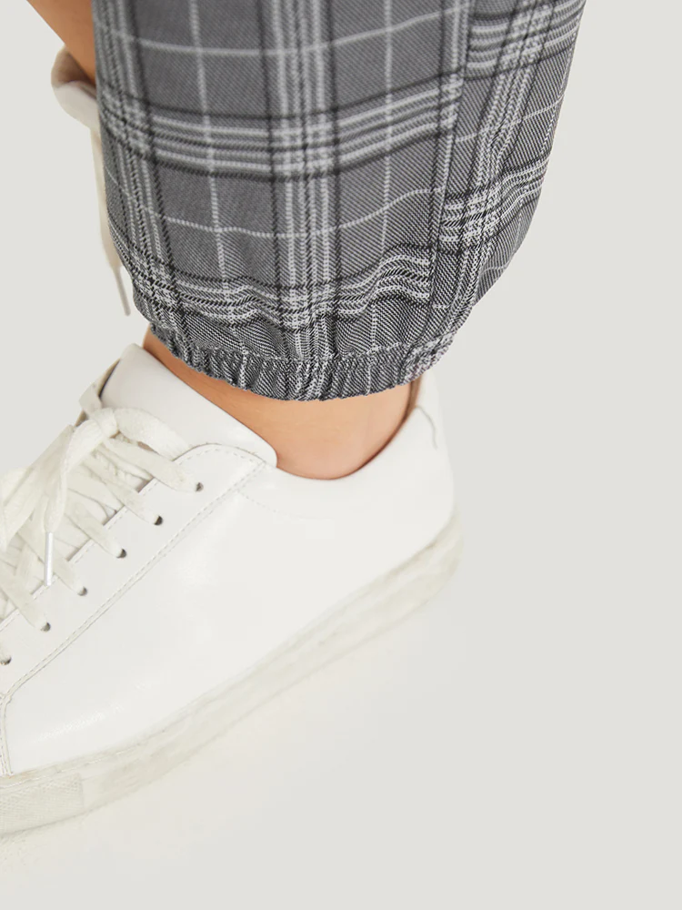 Plaid Drawstring Pocket High Rise Sweatpants - Image 10