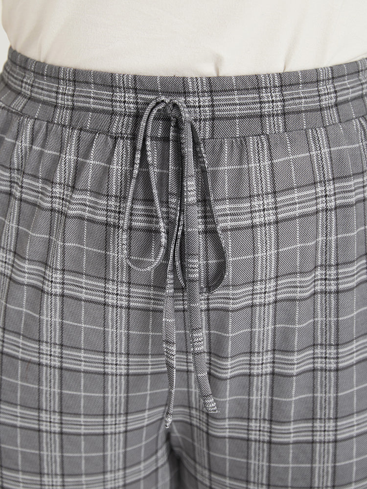 Plaid Drawstring Pocket High Rise Sweatpants - Image 8