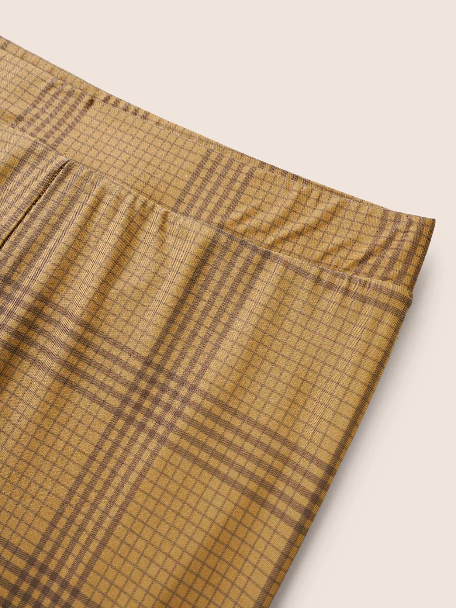 Plaid Elastic Waist High Rise Skinny Leggings - Image 5