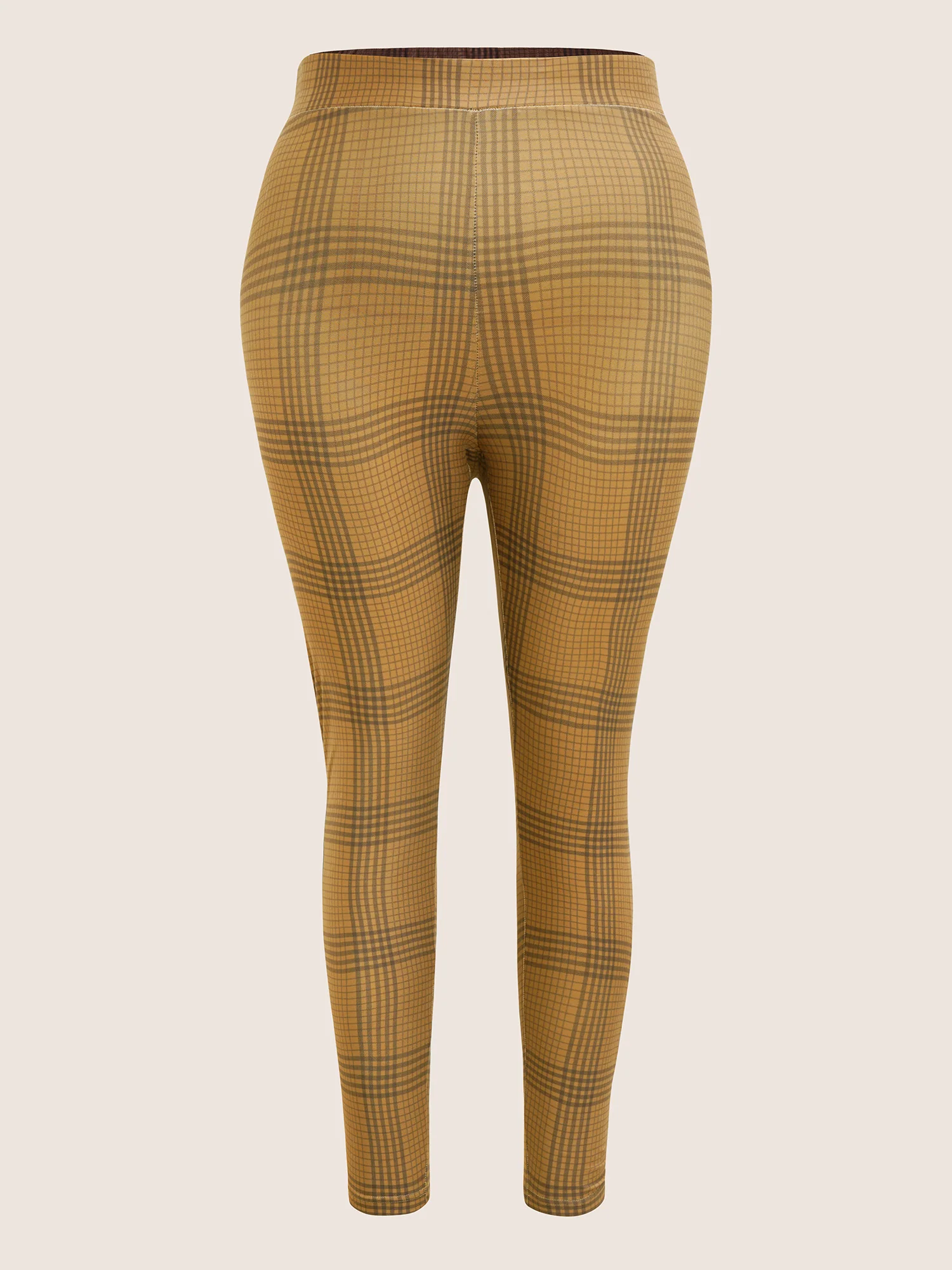 Plaid Elastic Waist High Rise Skinny Leggings - Image 7