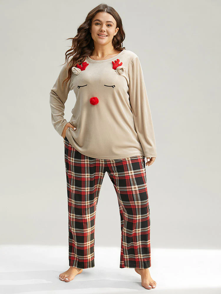 Plaid Elastic Waist Pocket Drawstring Pajama Bottoms - Image 3