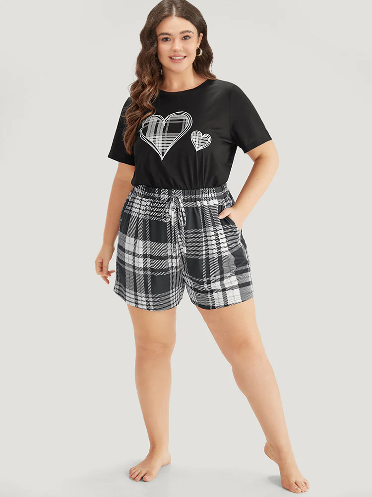 Plaid Print Elastic Waist Pocket Pajama Bottoms - Image 4