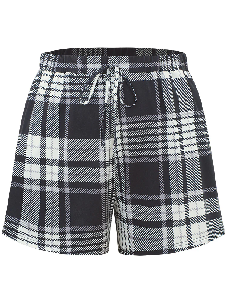 Plaid Print Elastic Waist Pocket Pajama Bottoms - Image 7