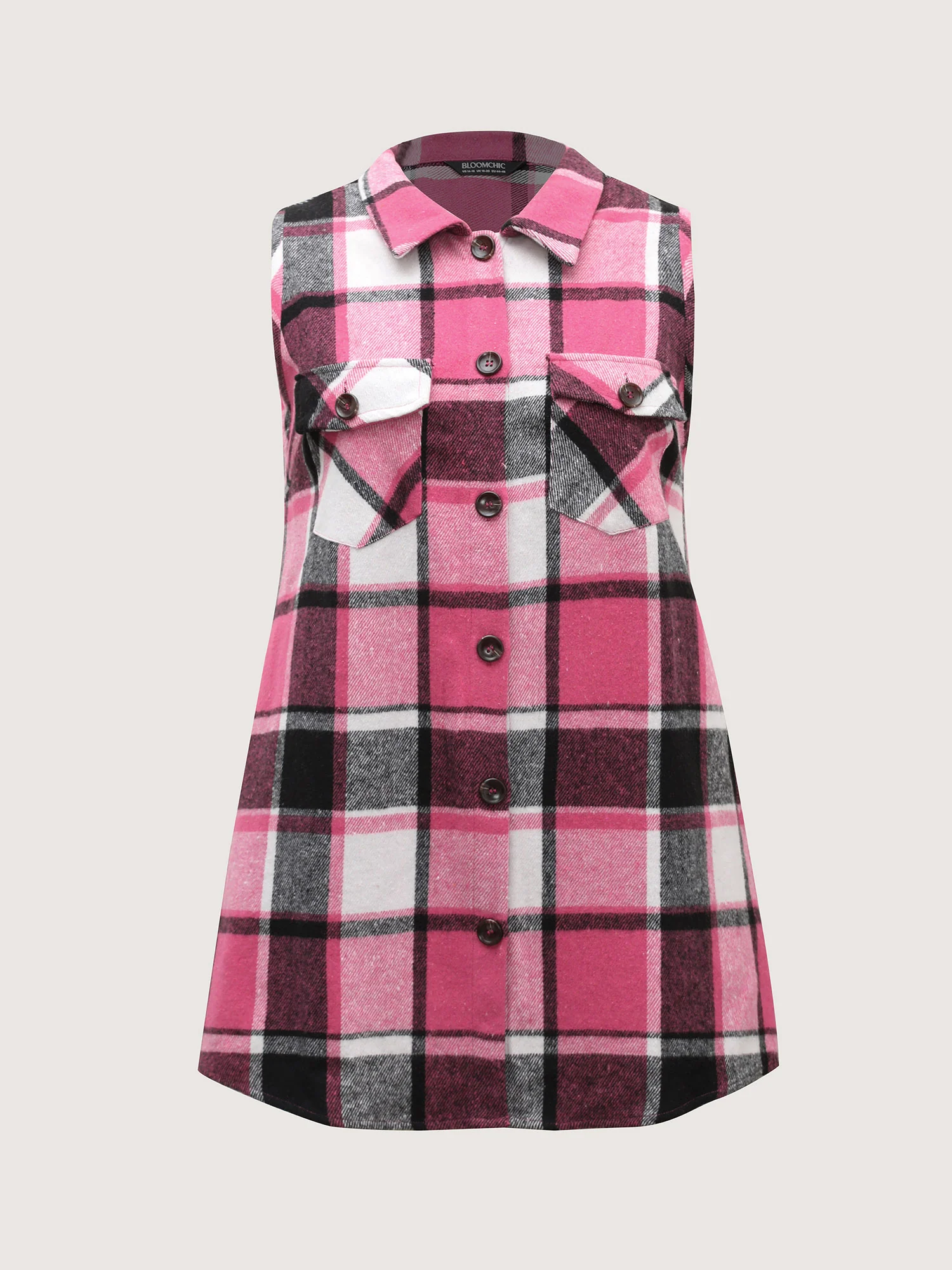 Plaid Flap Detail Sleeveless Jacket - Image 22