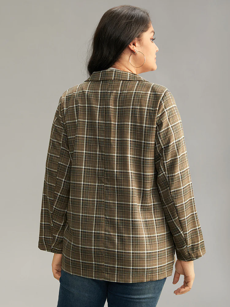 Plaid Flap Pocket Button Through Blazer - Image 2