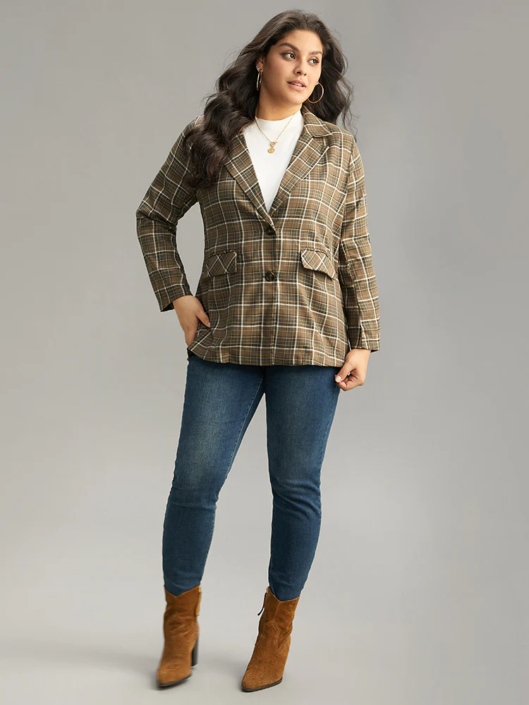 Plaid Flap Pocket Button Through Blazer - Image 4