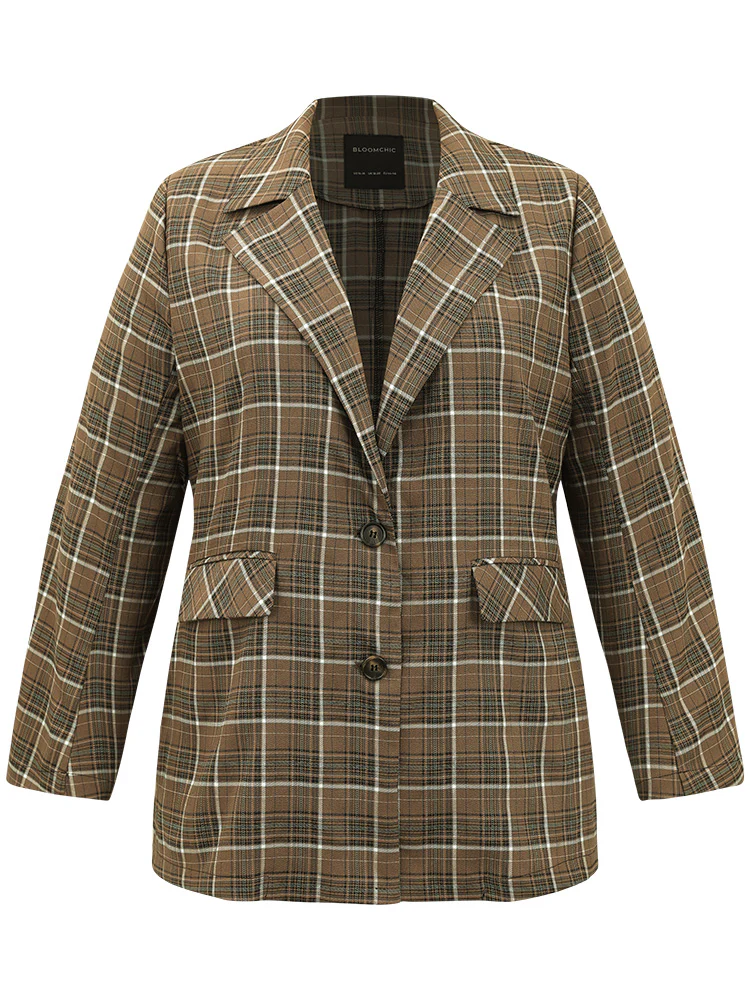 Plaid Flap Pocket Button Through Blazer - Image 7