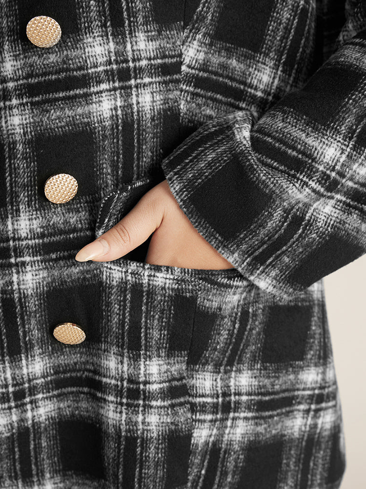 Plaid Flap Pocket Button Up Suit Collar Blazer - Image 7