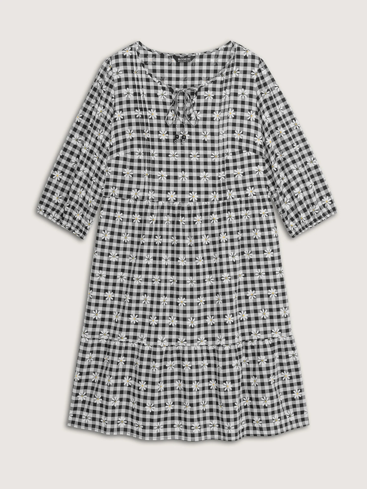 Plaid Floral High-Waist Midi Dress - Image 7
