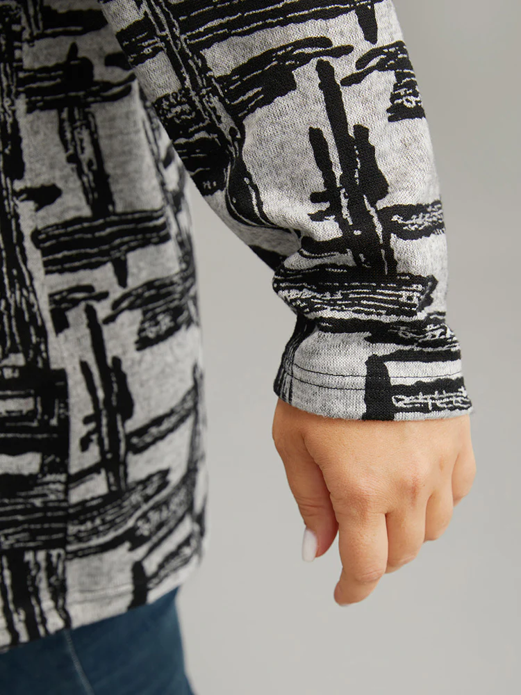Plaid Graffiti Round Neck T-shirt - Image 7
