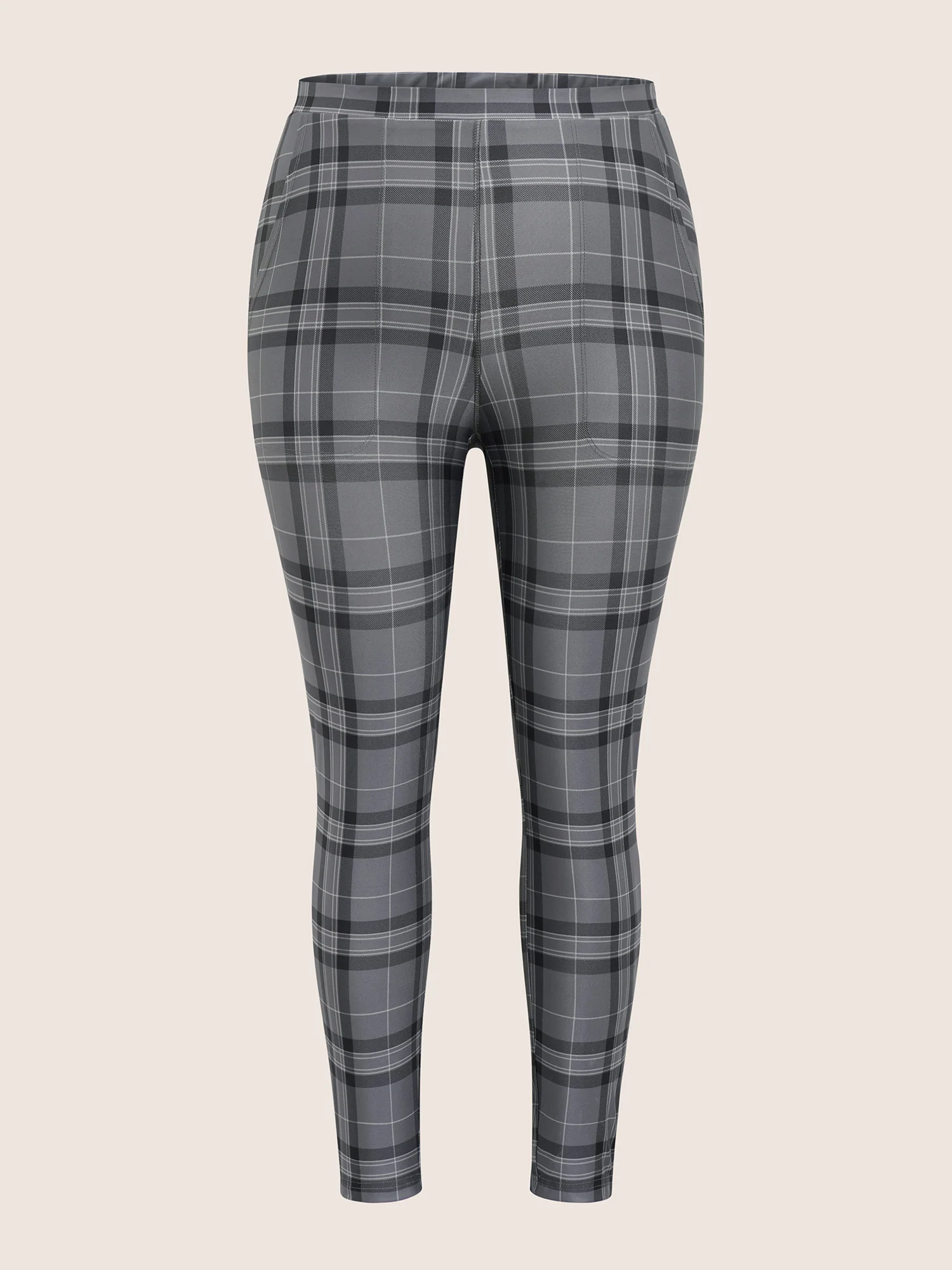 Plaid High Rise Slant Pocket Skinny Leggings - Image 7