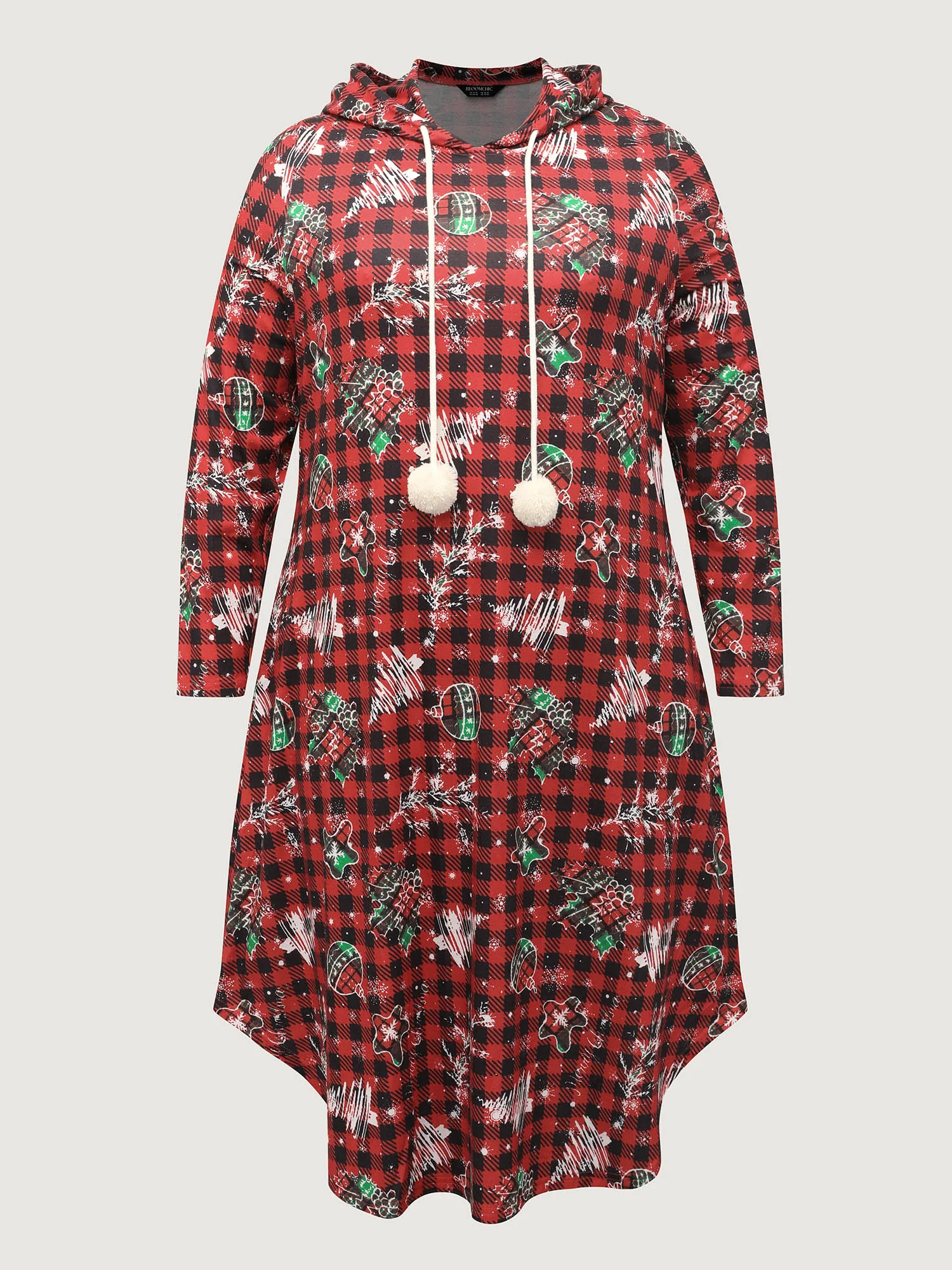 Holiday Check Print Stretchy Sleep Dress - Image 7