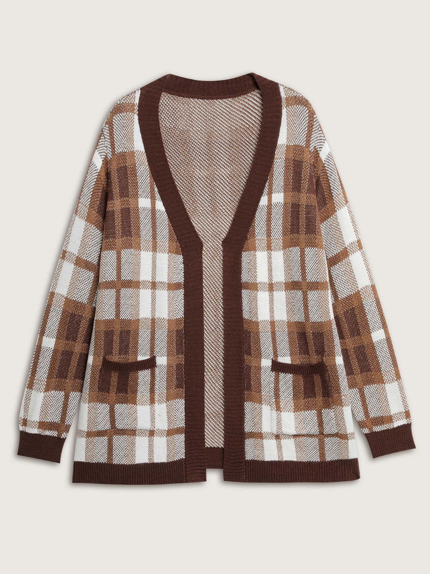 Plaid Jacquard Pattern Knit Cardigan - Image 8
