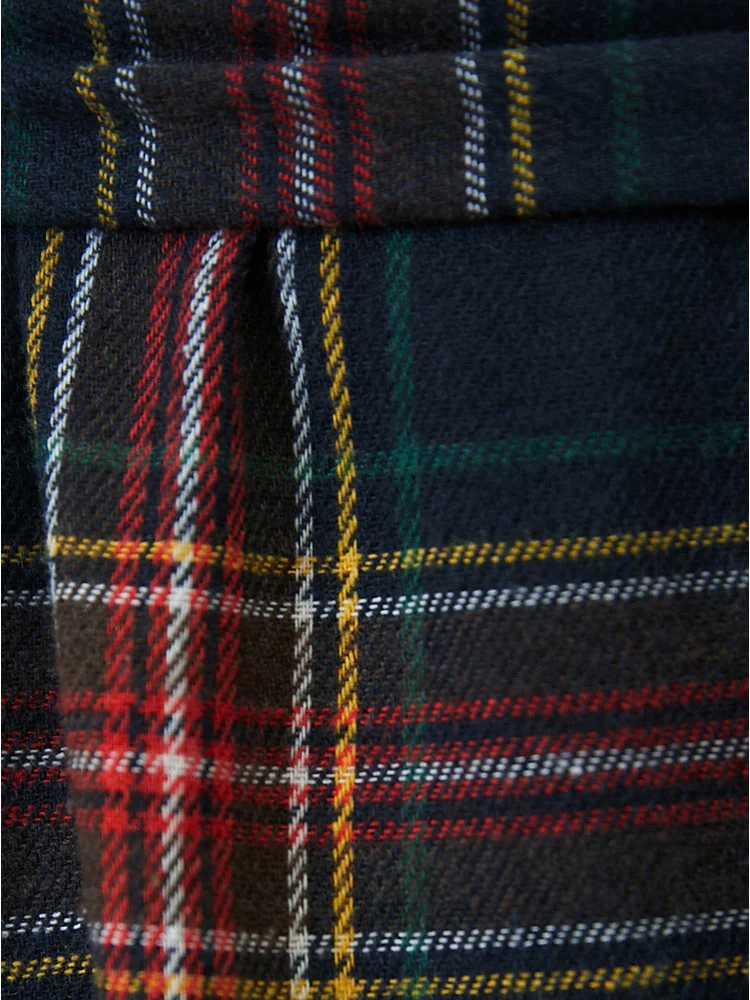 Plaid Lantern Sleeve Pocket Belted Square Neck Dress - Image 6
