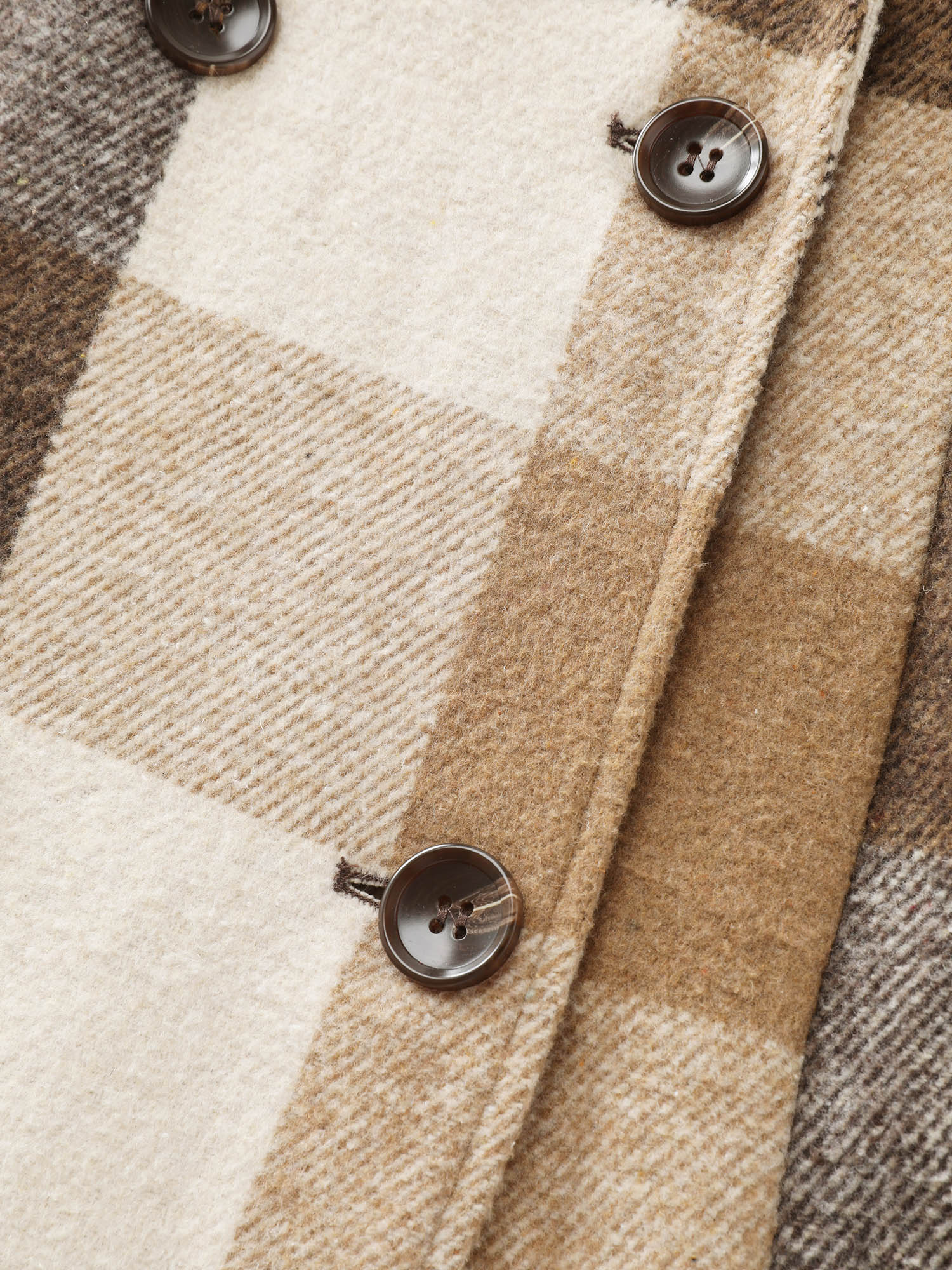 Plaid Lapel Double Breasted Belted Waist Coat - Image 5