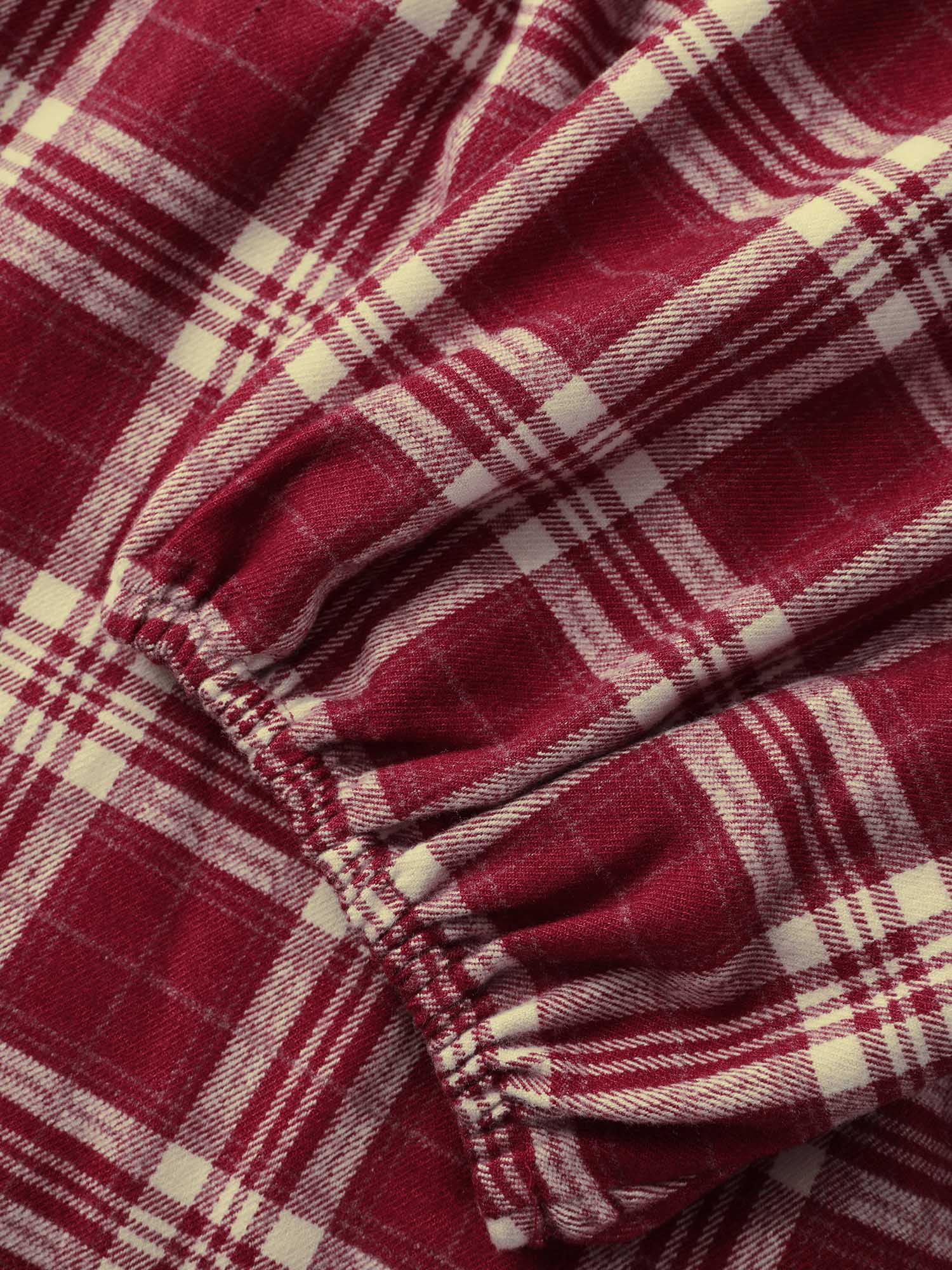 Plaid Layered Color Contrast Blouse - Image 8