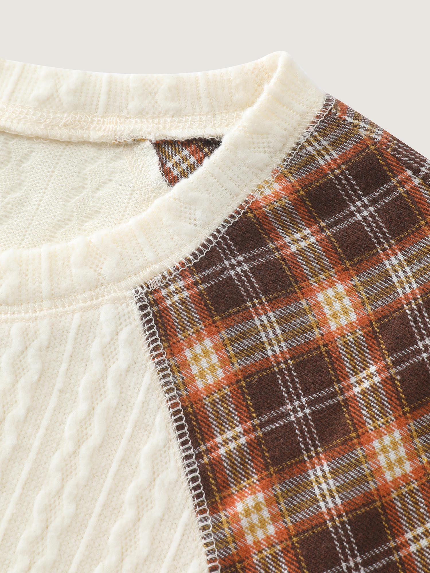 Plaid Paisley Print Textured Sweatshirt - Image 6
