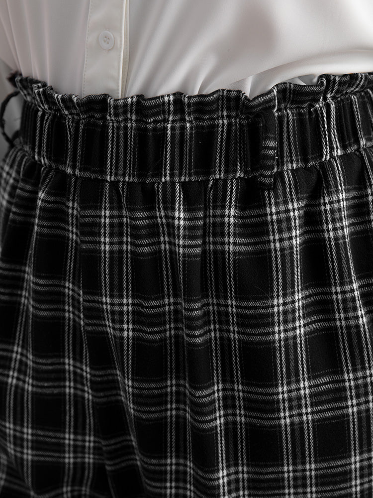 Plaid Paperbag Waist Pocket Pants - Image 6