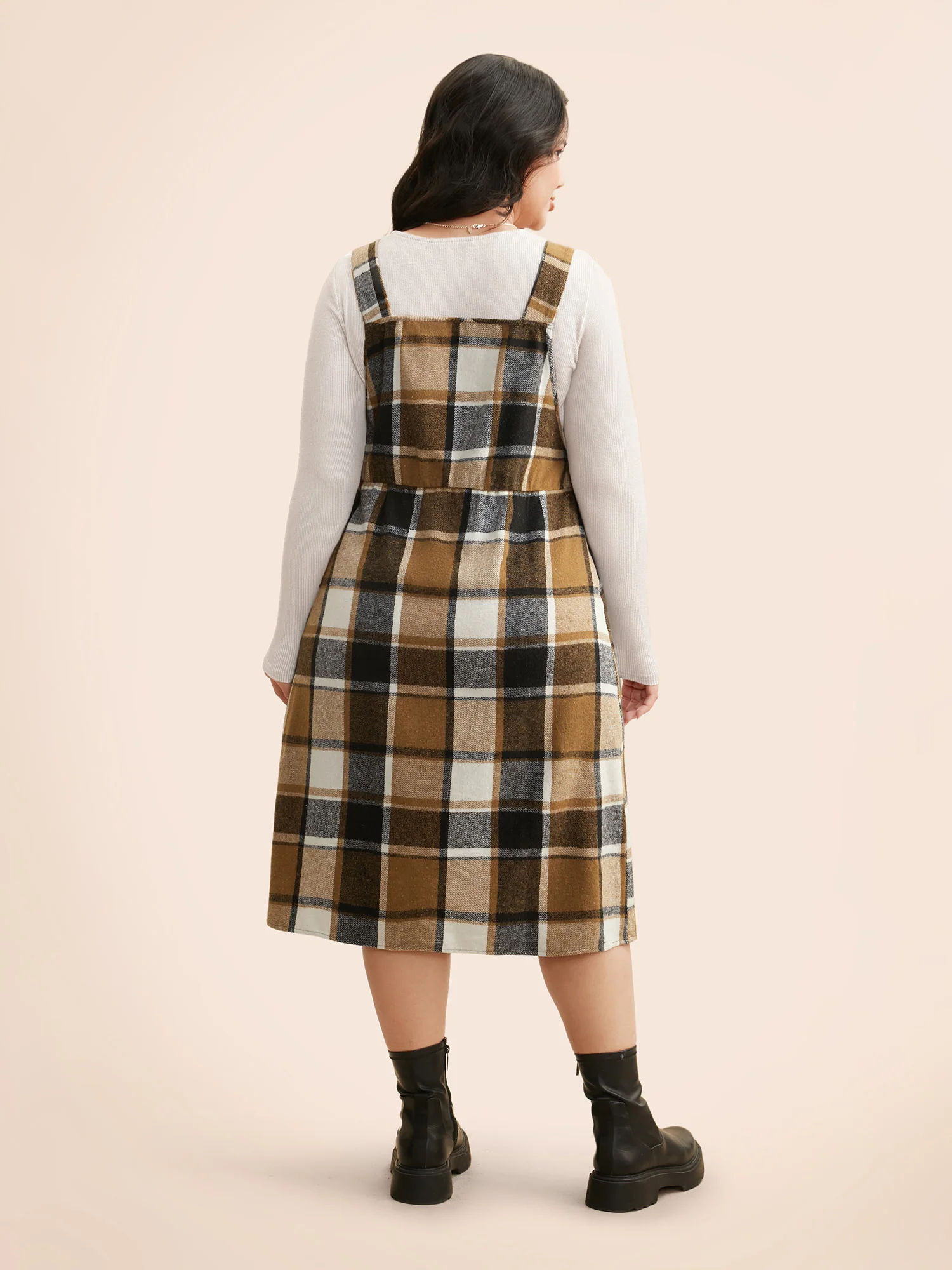 Plaid Patch Pocket Overall Dress - Image 5