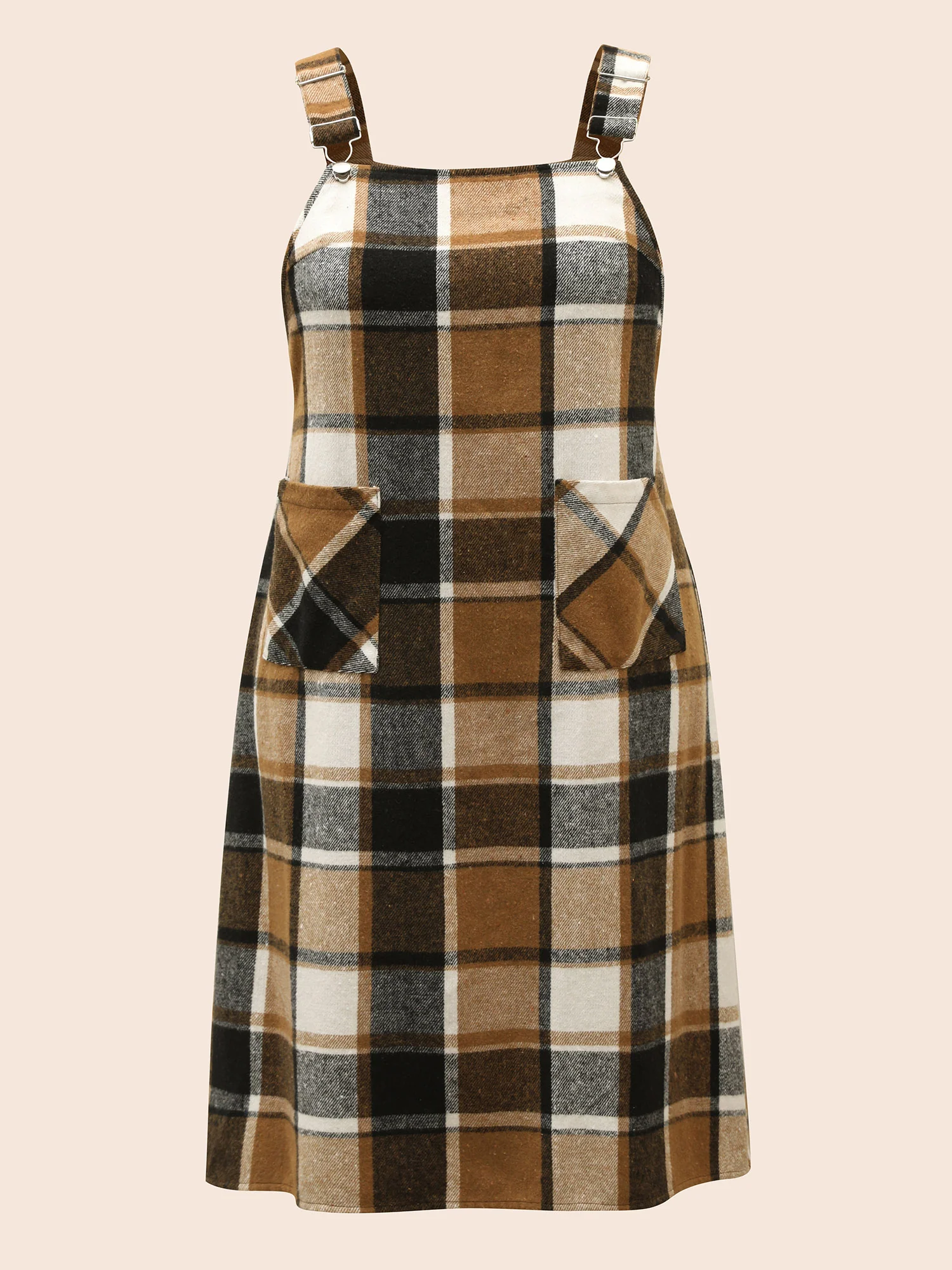 Plaid Patch Pocket Overall Dress - Image 8