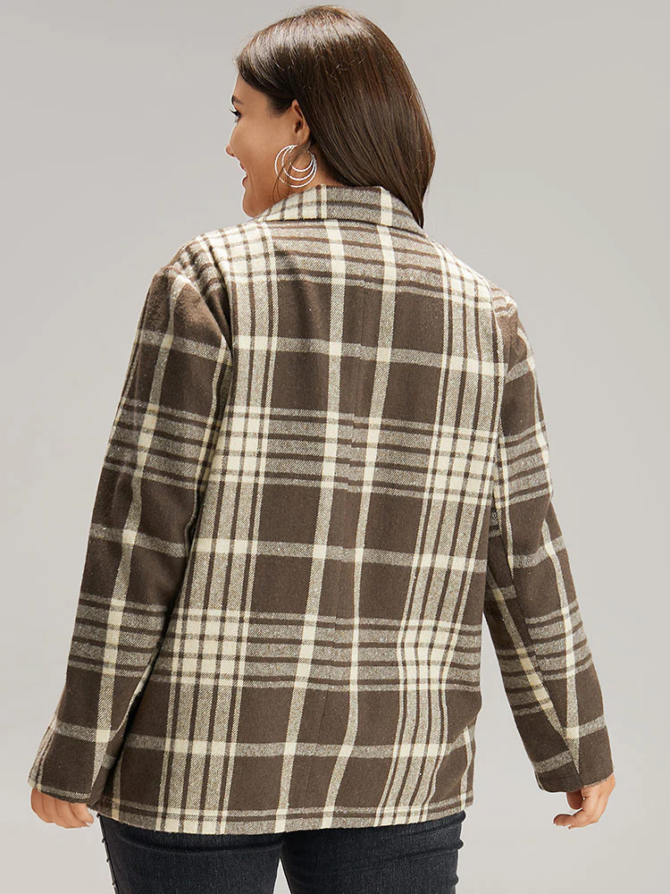 Plaid Patched Pocket Button Through Coat - Image 2