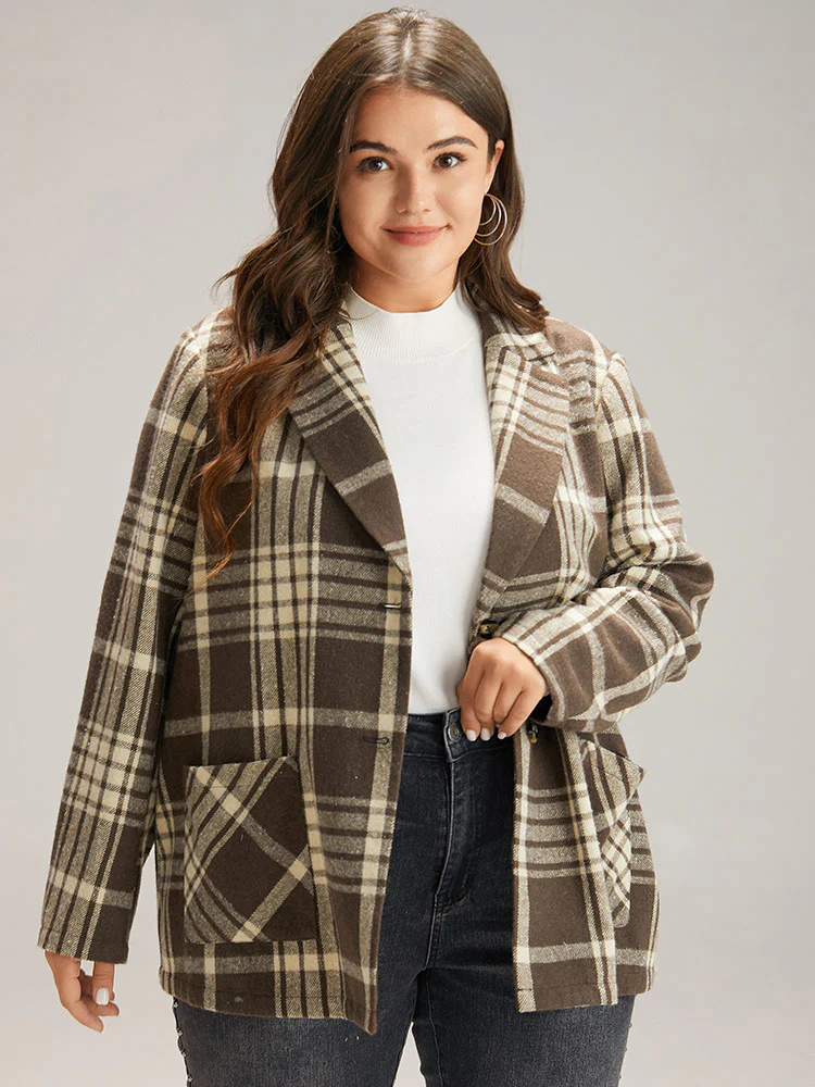 Plaid Patched Pocket Button Through Coat - Image 5