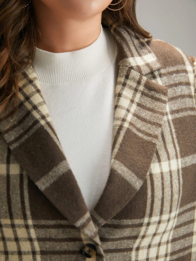 Plaid Patched Pocket Button Through Coat - Image 6