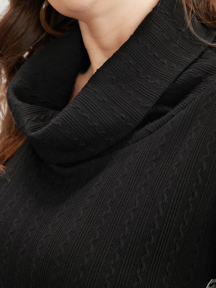 Plaid Patchwork Button Detail Funnel Neck Sweatshirt - Image 9