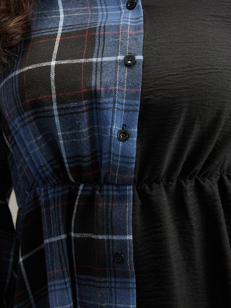 Plaid Patchwork Button Through Pocket Dress - Image 6