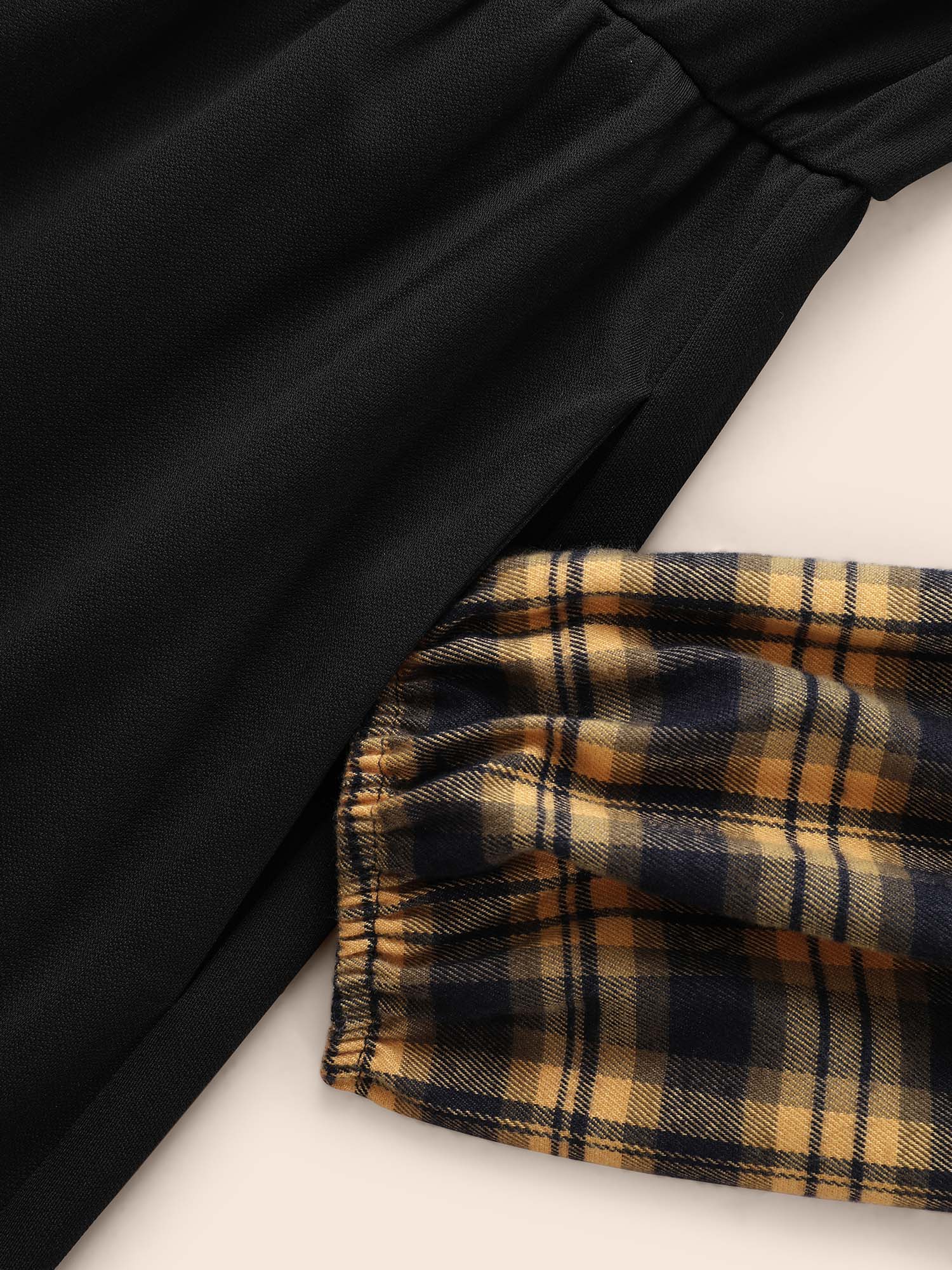 Plaid Patchwork Elastic Waist Midi Dress - Image 6