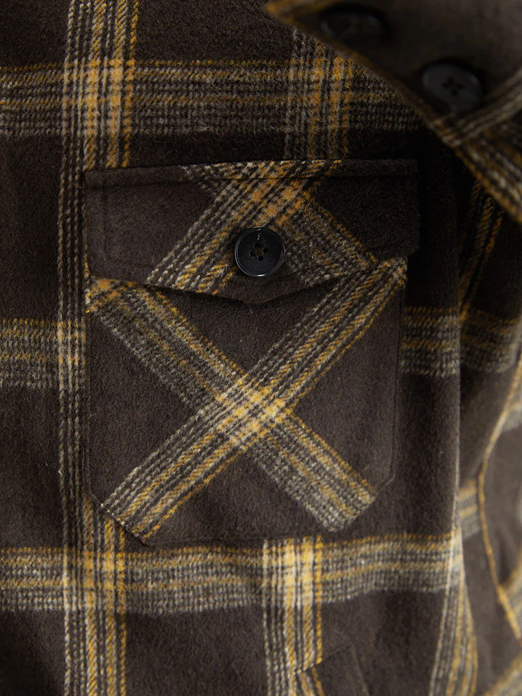 Plaid Patchwork Fuzzy Trim Zipper Fly Coat - Image 8
