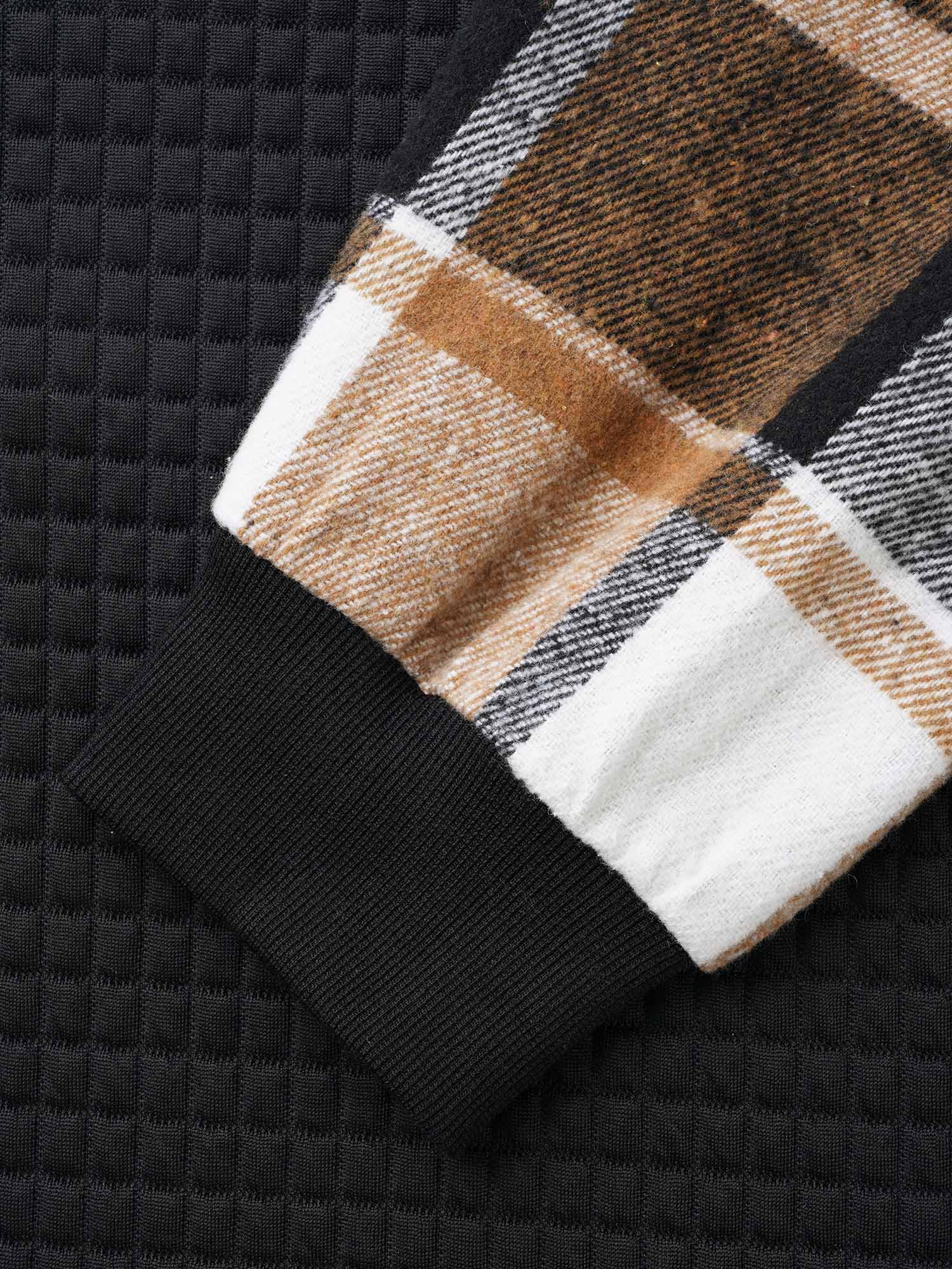 Plaid Patchwork Hooded Raglan Sleeve Sweatshirt - Image 7