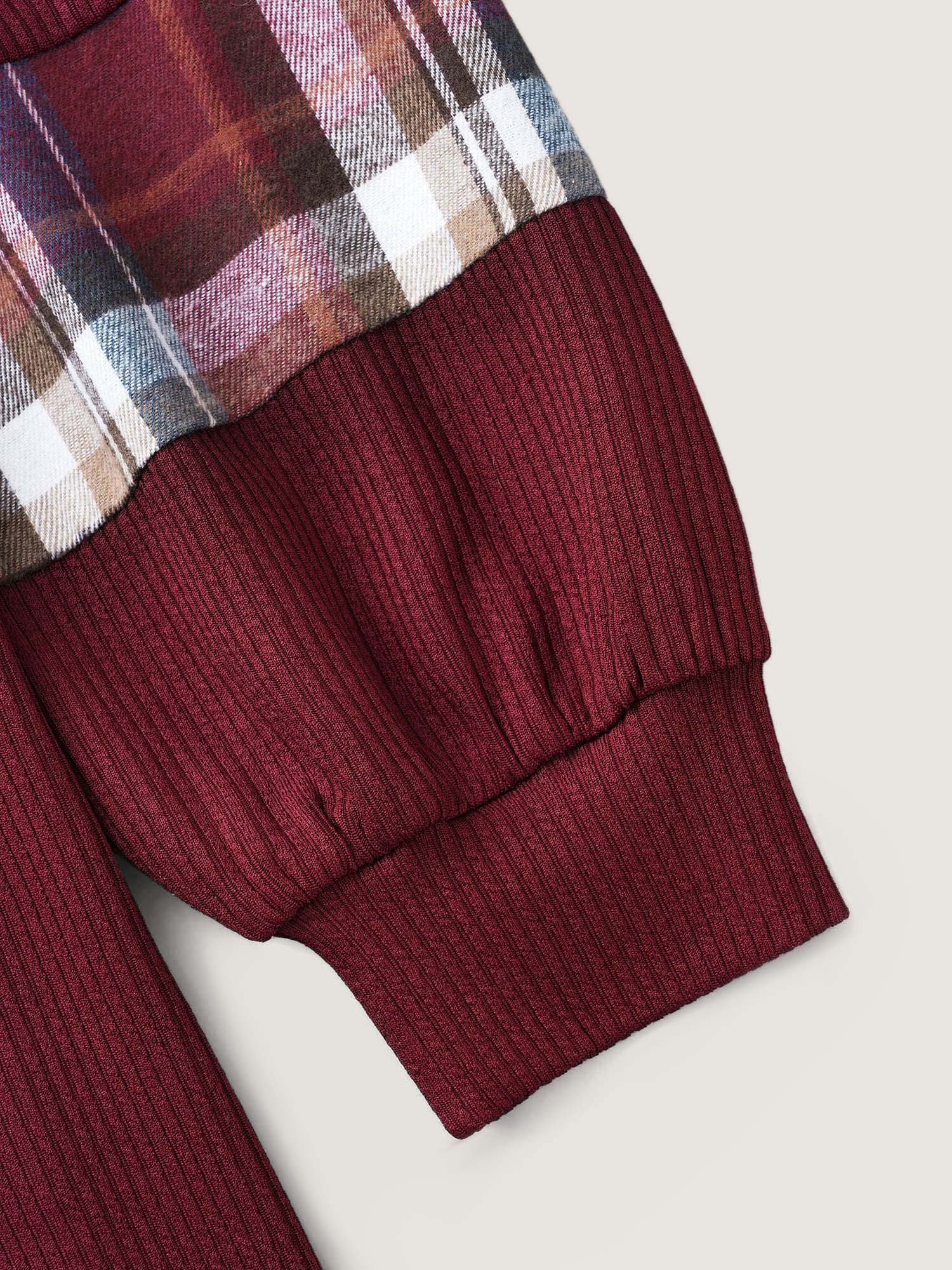Plaid Patchwork Raglan Sleeve Sweatshirt - Image 7