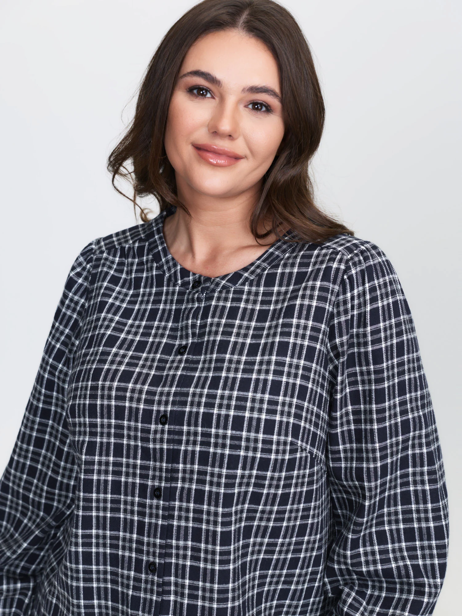 Plaid Pattern Button-Down Blouse - Image 2