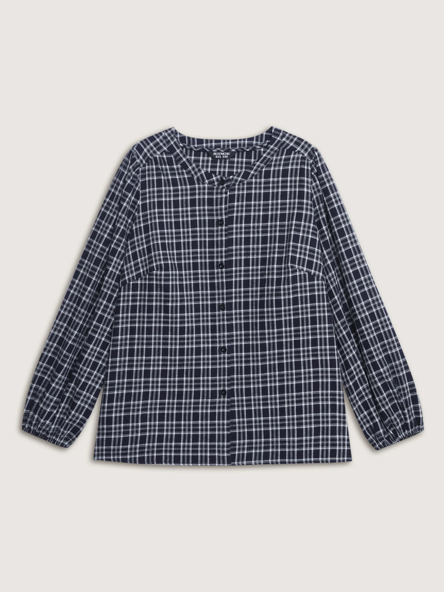 Plaid Pattern Button-Down Blouse - Image 9