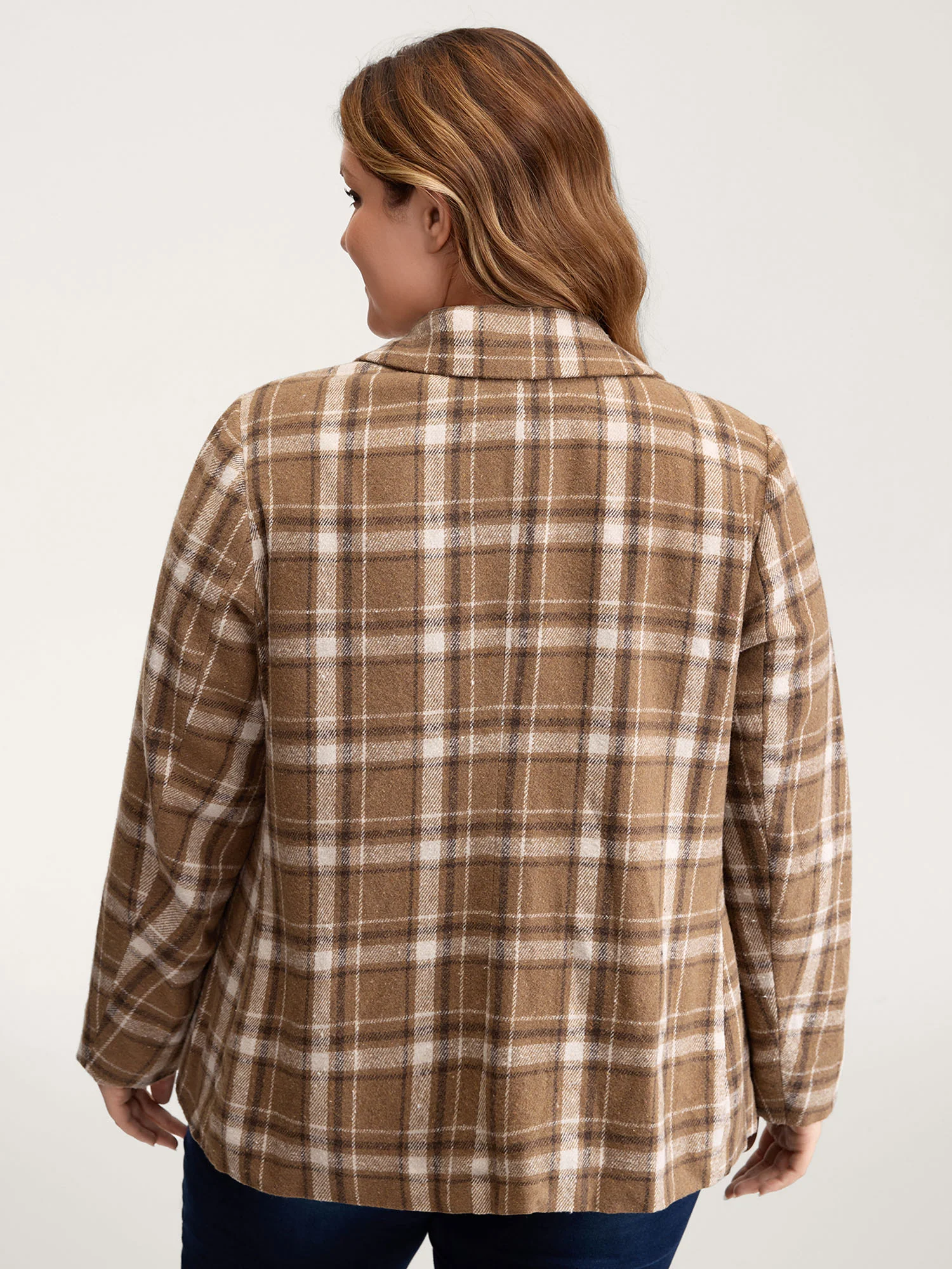 Plaid Pattern Button-Front Blazer - Image 4