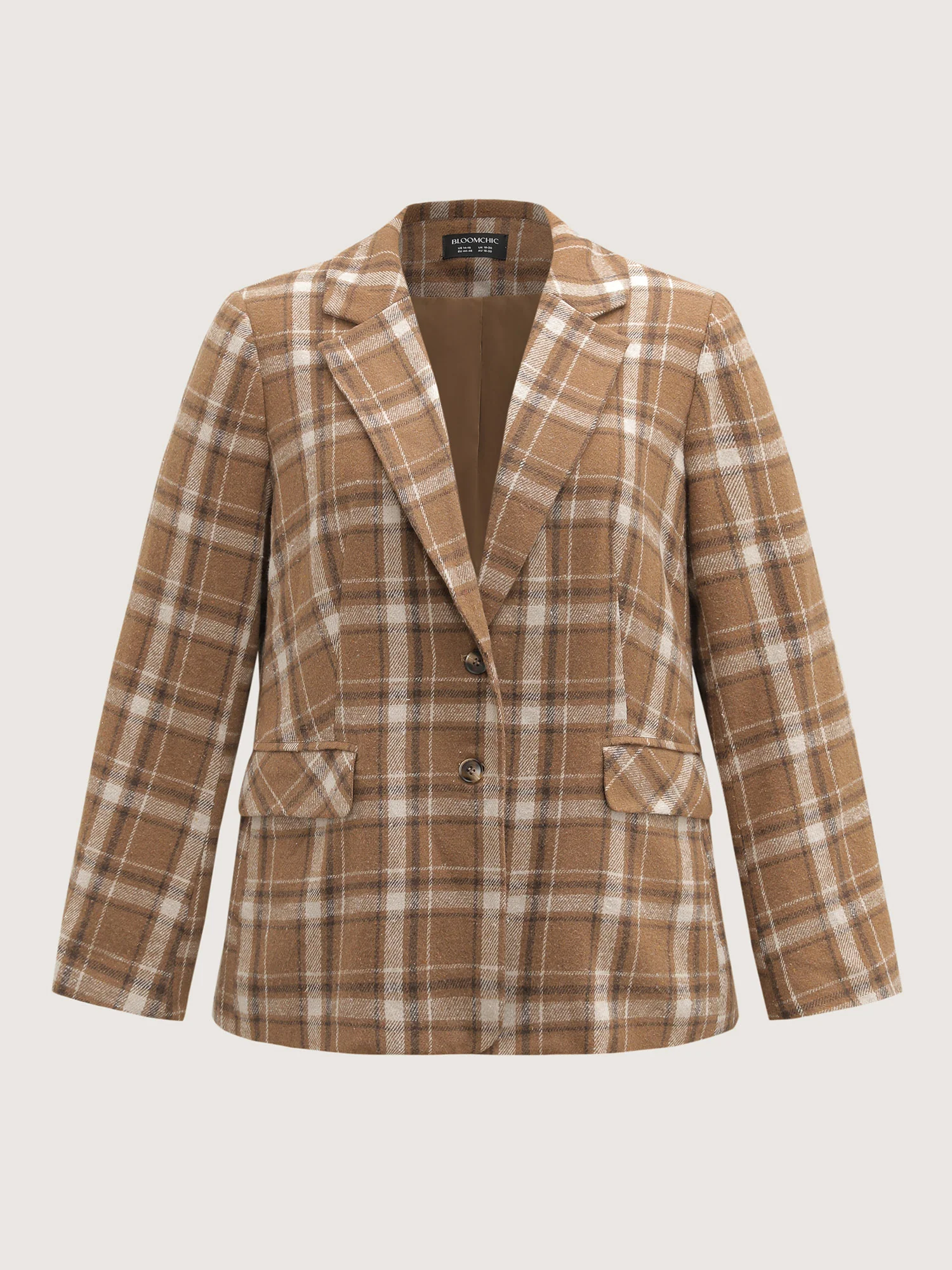 Plaid Pattern Button-Front Blazer - Image 5