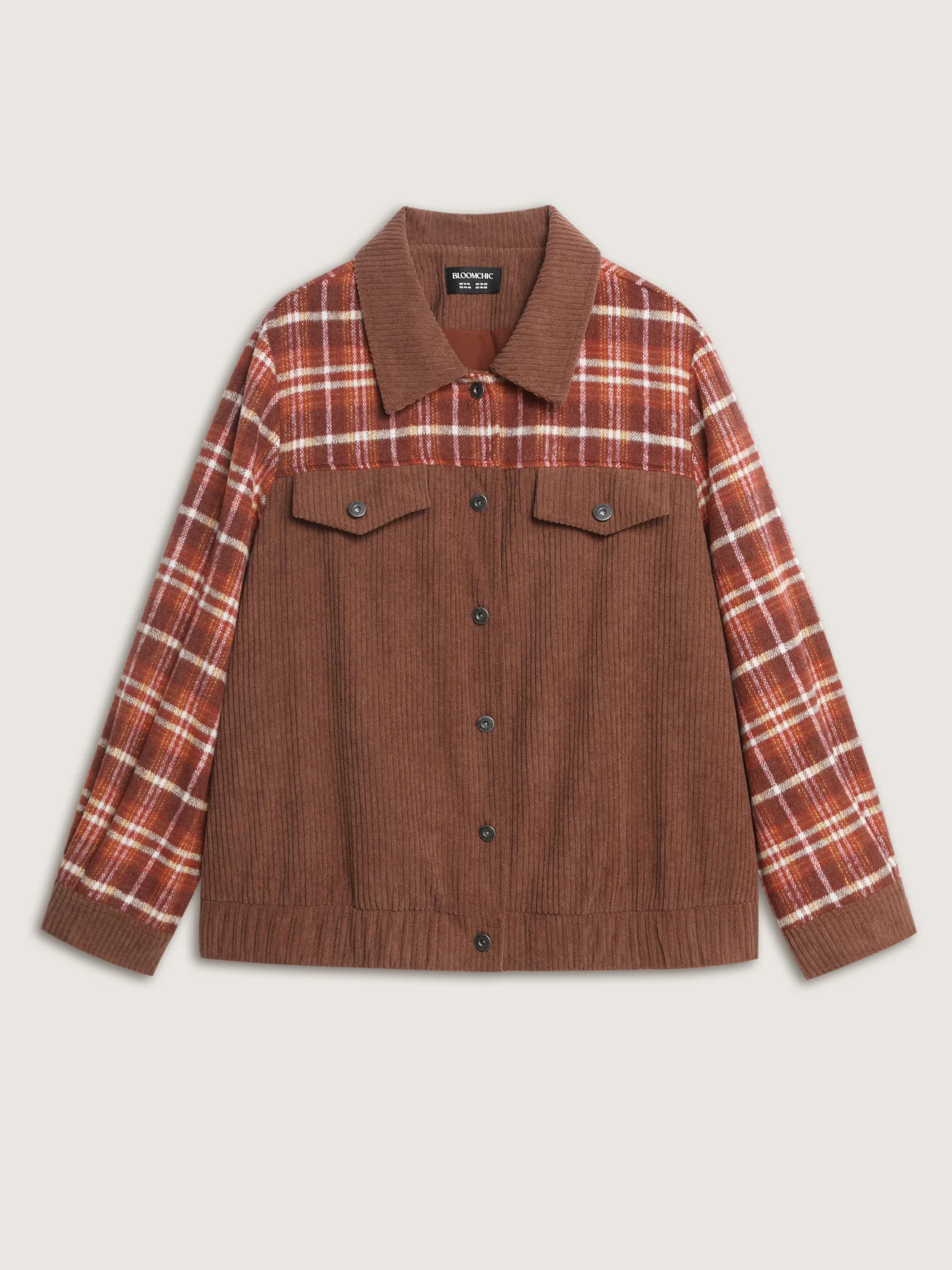 Plaid Pattern Contrast Button Coat - Image 8