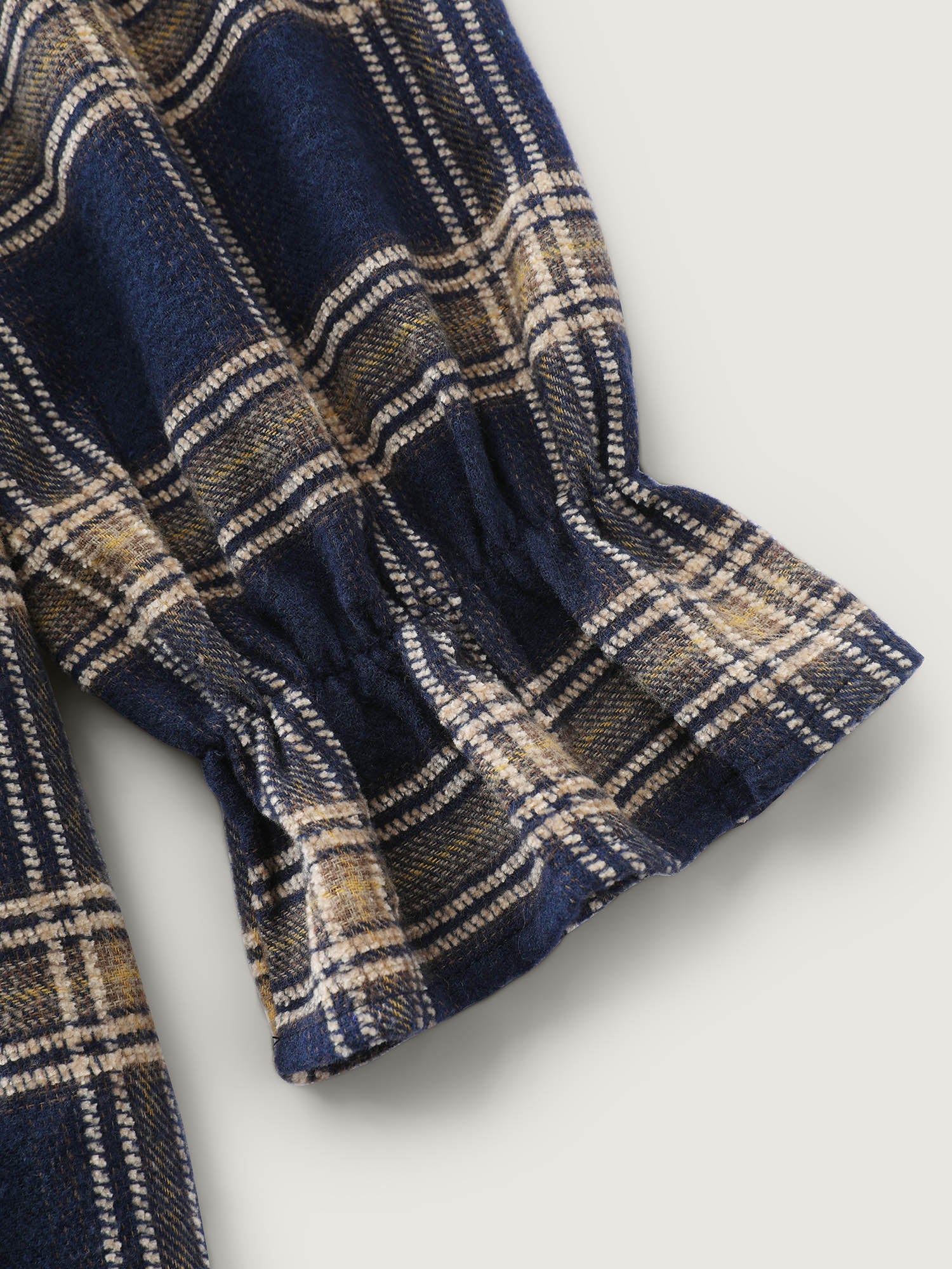 Plaid Pattern Contrast Shirt Midi Dress - Image 7