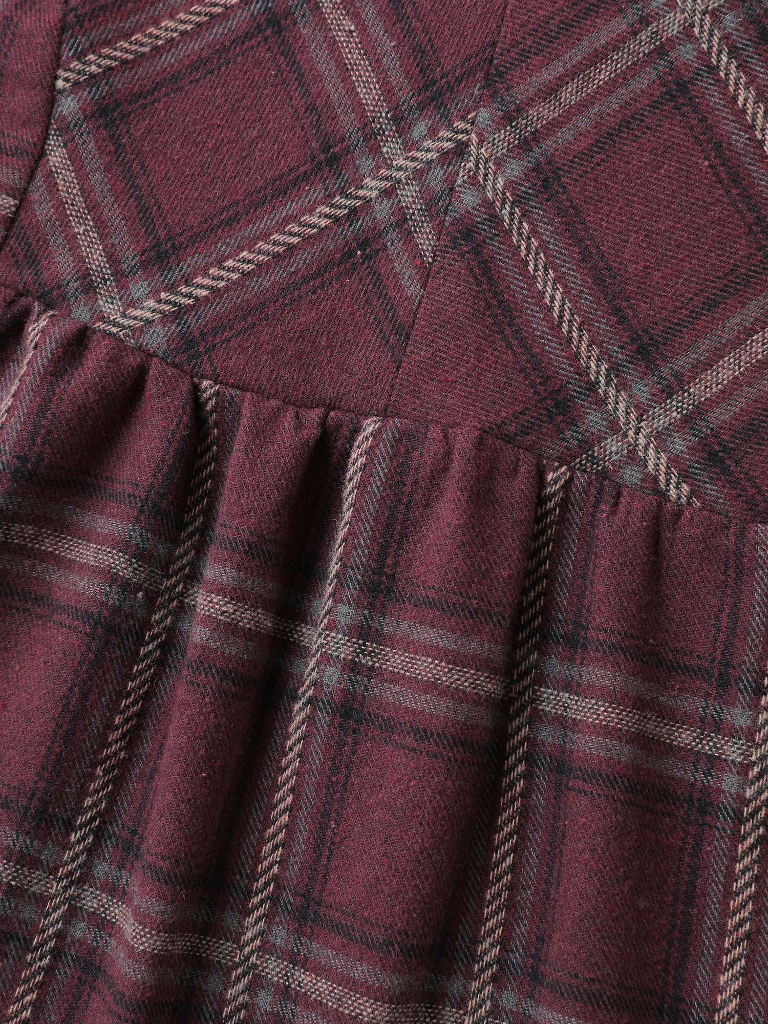 Plaid Pattern Relaxed-Fit Collar Blouse - Image 5