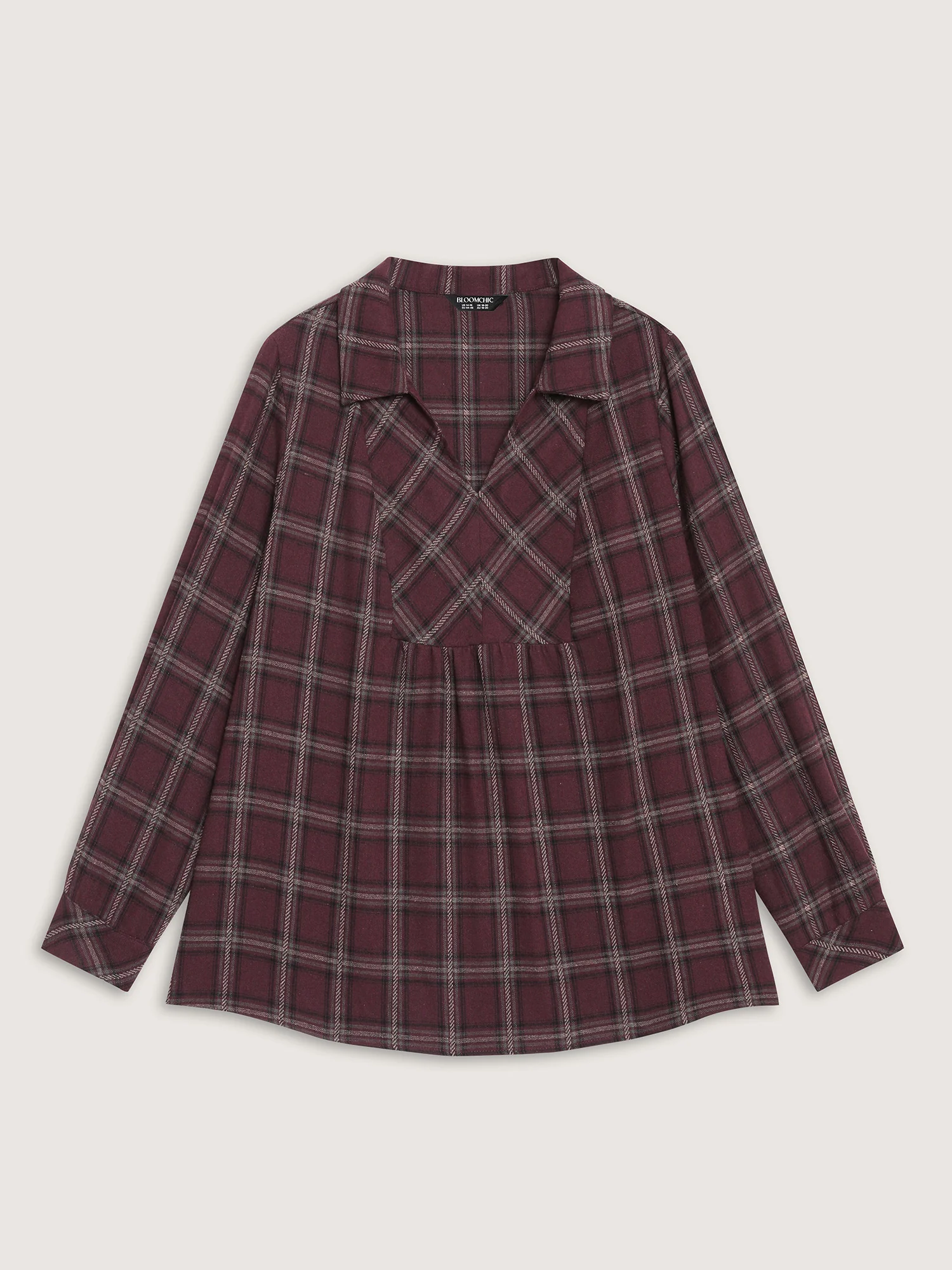 Plaid Pattern Relaxed-Fit Collar Blouse - Image 7