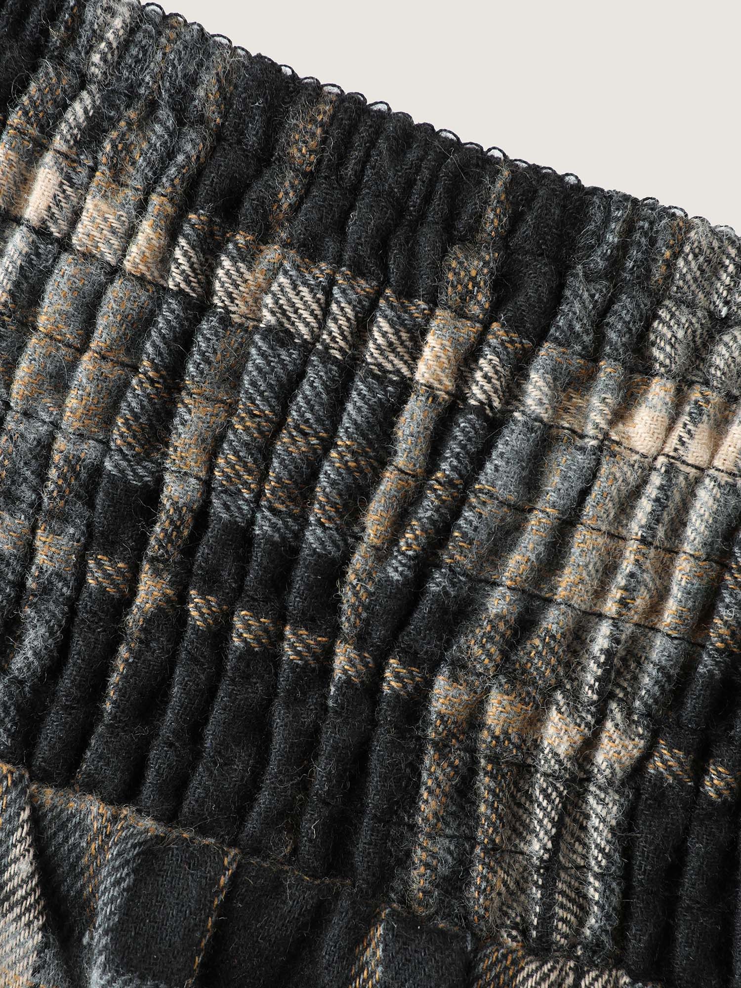 Plaid Pleated Pocketed Overall Dress - Image 5