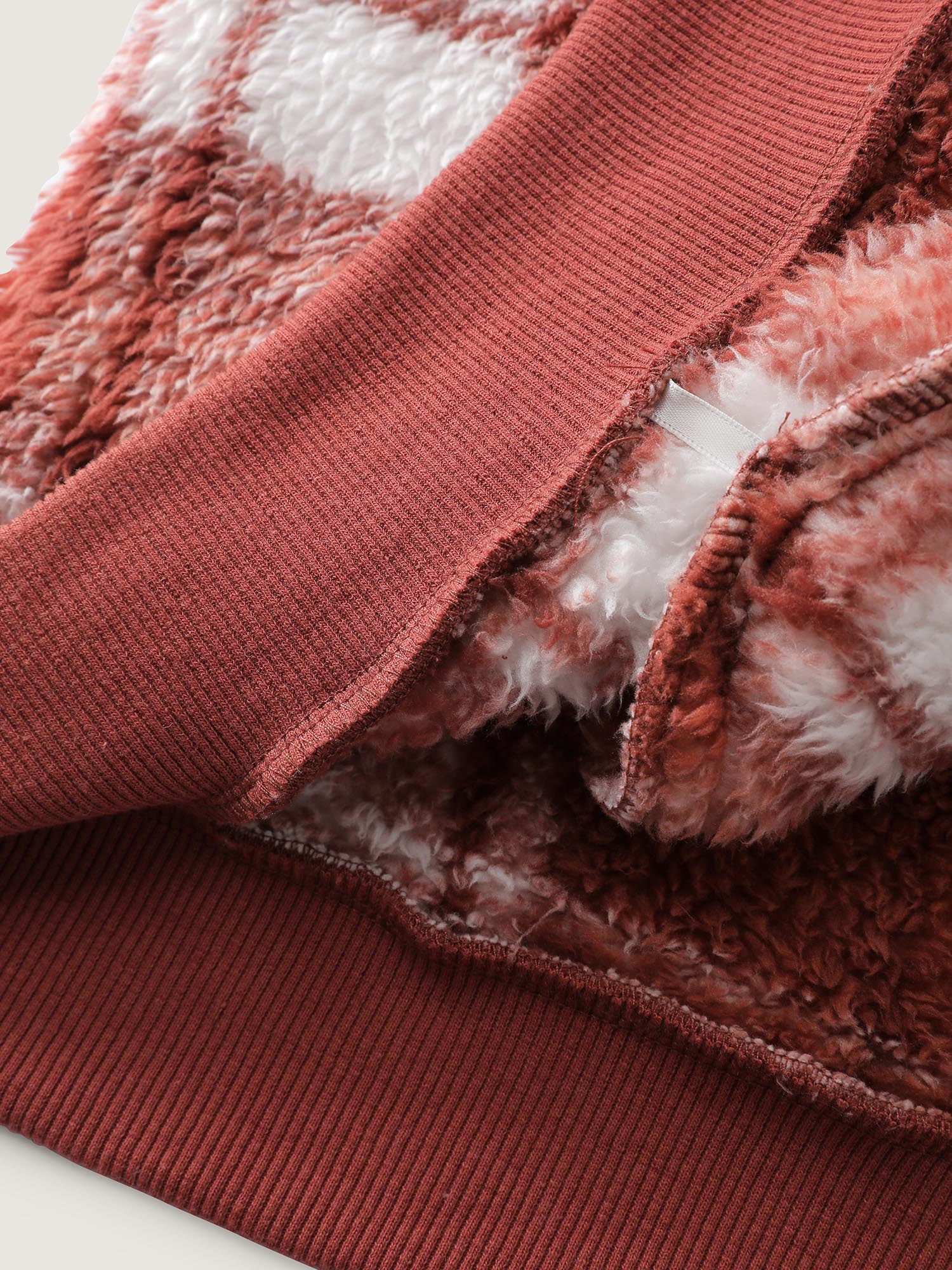 Plaid Plush Slant Pockets Hoodie - Image 6